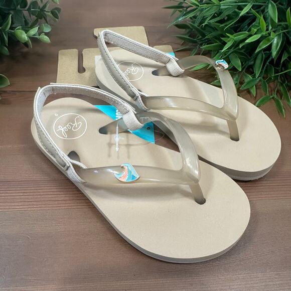 Reef Girls Little Charming Slip Flop Sandals Oasis Size 9 - Picture 2 of 7